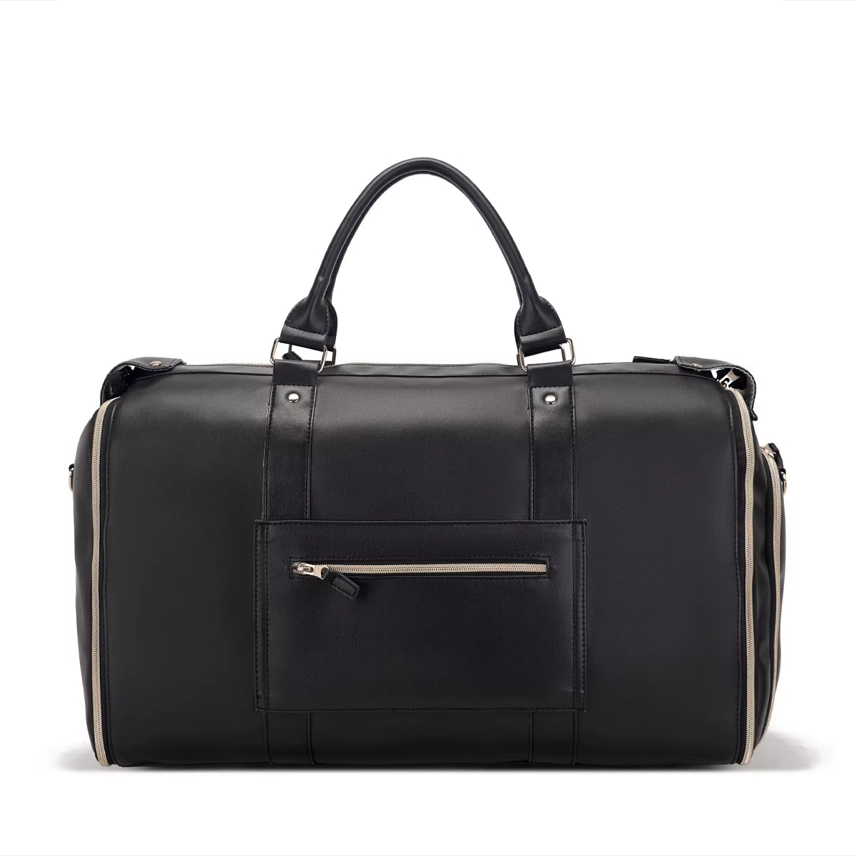 Fabric Solid Color Striped Foldable and Expandable Multifunctional Travel Bag