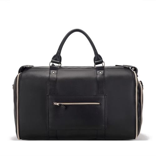 Fabric Solid Color Striped Foldable and Expandable Multifunctional Travel Bag